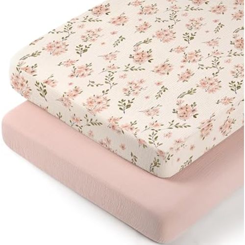 lulumoon Muslin Baby Bassinet Sheets: 33x21 Fitted for Bedside Sleeper