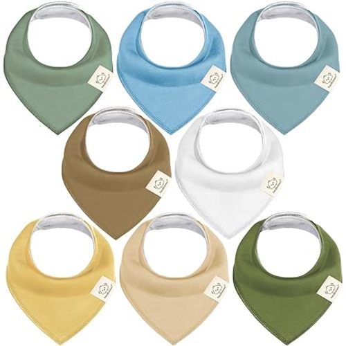 KeaBabies 8-Pack Organic Baby Bandana Bibs for Boys, Girls - Super Absorbent Triangle Baby Bibs for Drooling and Teething Infant, 100% Cotton Extra Soft for Newborn, Infant 0-36 Months (Daybreak)