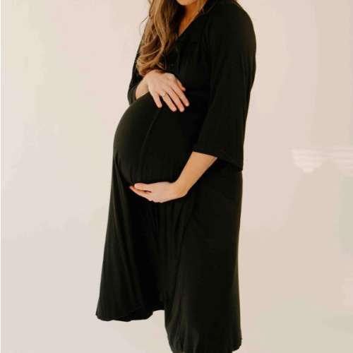 Lila Labor & Postpartum Gown in Black