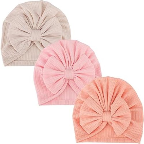 Newborn Baby Girl Hats with Bow Toddler Infant Beanie Cap Newborn Hospital Hats for Baby Girl Kid 0-12 Months