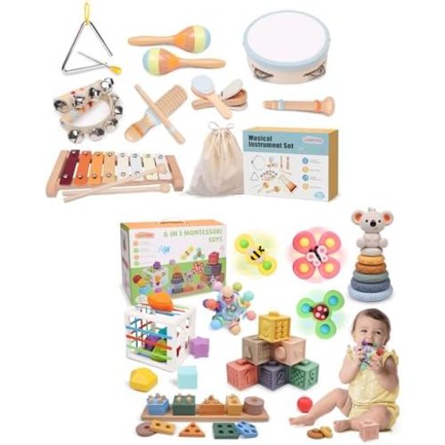 YHHYTOY Montessori Baby Toys Set for 9-18 Months, Infant Sensory Toys Color Learning and Musical Enlightenment
