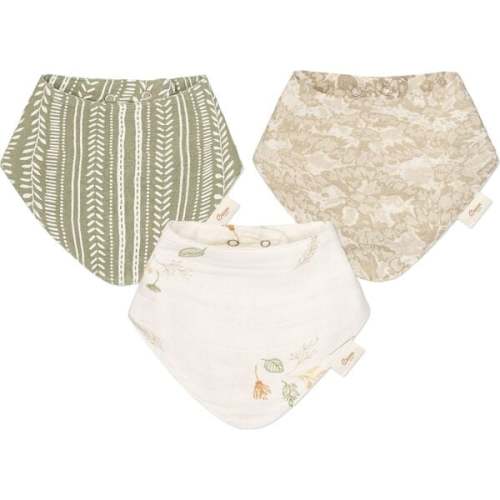 Willow 3-pc Muslin Baby. Bib Set (Neutral Leaf) - Crane Baby | Maisonette