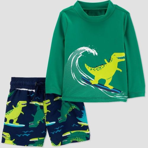 Baby Boys' Dino Print Rash Guard Set - Just One You® made by carter's Light Teal Green