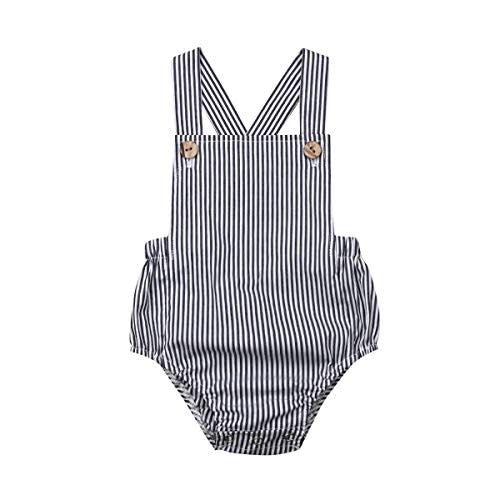 LOPJGH Newborn Baby Summer Romper Unisex Solid Color Button Jumpsuit Sleeveless Backless Overalls Outfits 1Pcs