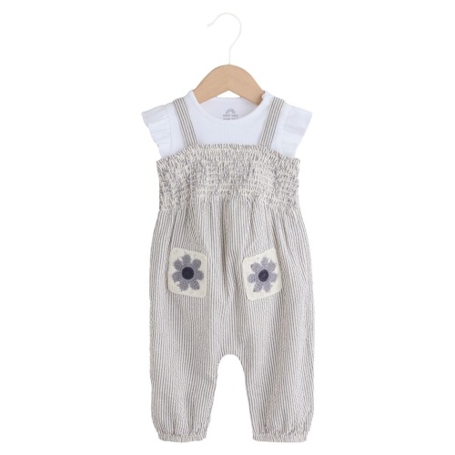 Crochet Pocket Romper & T-Shirt Set