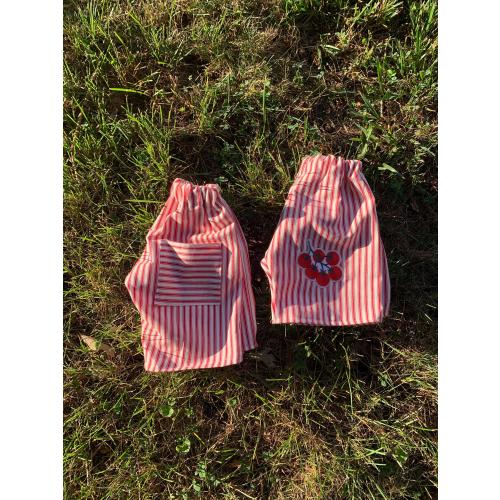 Handmade Cotton Baby Trousers, Red White Stripes, Tomato Patch, Loose Fit