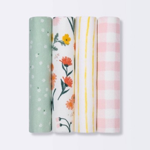 Flannel Baby Blanket - Cloud Island™ Garden Floral - 4pk