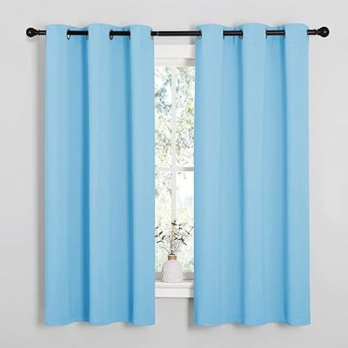 NICETOWN Light Blue Curtains for Nursery, Thermal Insulated Grommet Room Darkning Curtain Panels for Bedroom/Living Room, Privacy Drapes for Classroom(1 Pair, W42 x L63 inches, Blue)