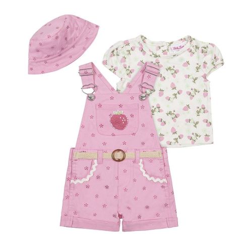 Baby & Toddler Little Lass 2-Piece Shortalls & Strawberry Top Set