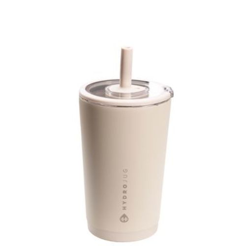 HydroJug Everyday Tumbler – Ceramic-Lined Insulated Tumbler with Straw and Soft-Touch Lid, Cup Holder Friendly – 14 oz, Dune