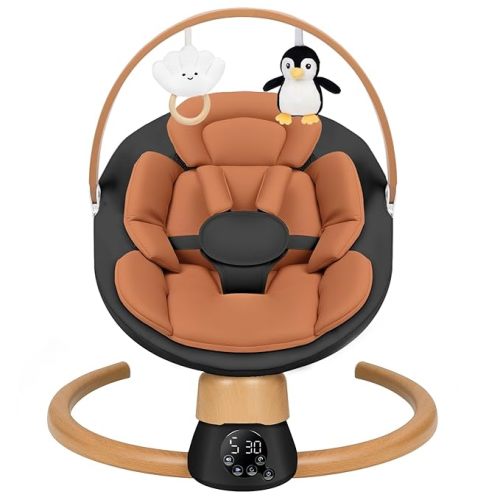 Baby Swings for Infants | Electric Portable Baby Swing with Bluetooth, 5 Swing Speed, 3 Timer Settings, 10 Lullabies, 5-Point Harness & Remote Control | Newborn Swing for Indoor & Outdoor (Black)