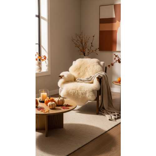 Real Sheepskin Rug, Natural White - Short Hair