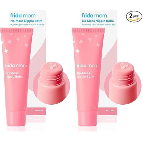 Frida Mom Nipple Cream, No-Mess Nipple Balm Moisturizer for Hydration, Gentle for Baby & Mom, 1.5fl oz (Pack of 2)