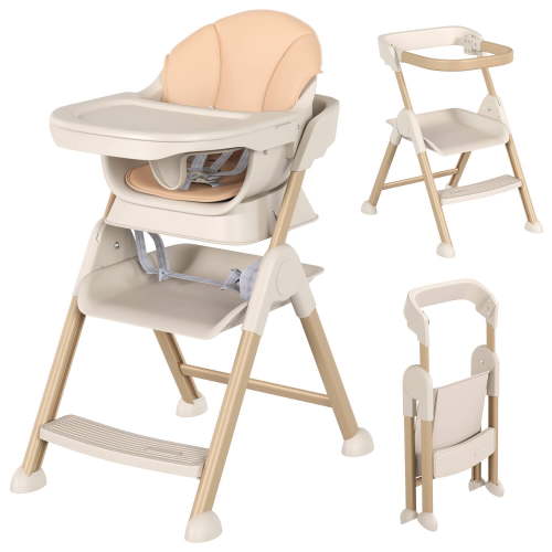 Baby High Chair, 6 in 1 Convertible High Chairs for Babies and Toddlers,Aluminum Alloy Baby Chair with 4-Position Height Detachable Double-Layer Tray