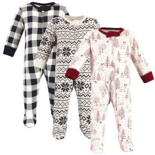 Touched by Nature Infant Organic Cotton Zipper Sleep and Play 3pk, Winter Woodland