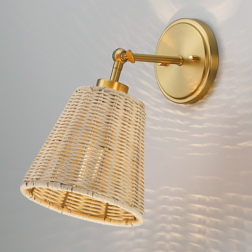 True Fine Kayla 7.1-in W 1 -Light Satin Brass Coastal Wall Sconce