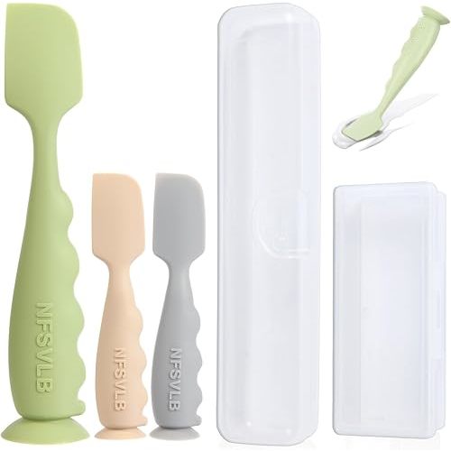 NFSVLB Baby Diaper Cream Spatula with Case-1 Large 2 Mini Butt Paste Spatula with 2 Travel Case-Soft Baby Butt spatula baby Diaper Cream Applicator-Diaper Rash spatula Bum Spatulas Brush
