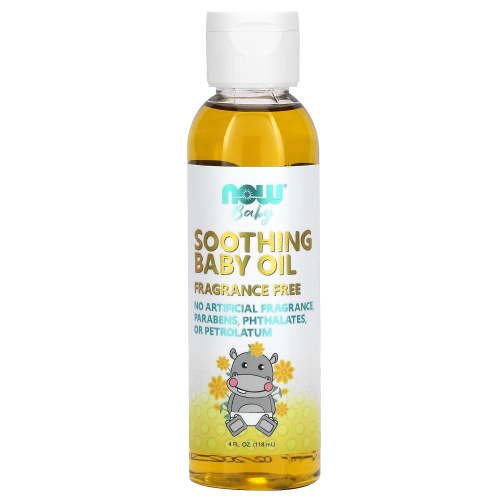 NOW Foods Soothing Baby Oil, Fragrance Free, 4 fl oz (118 ml)