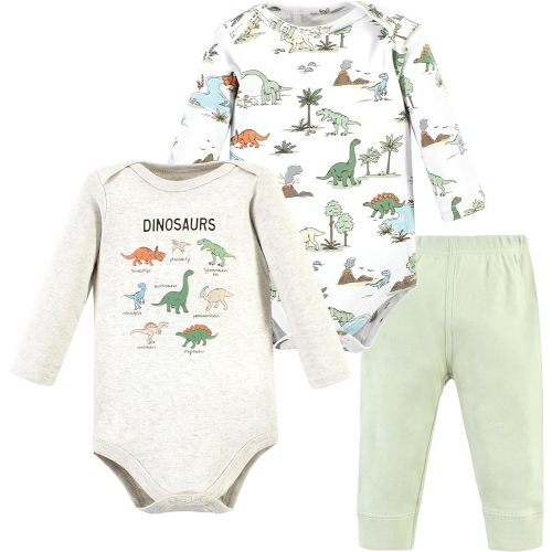 Hudson Baby Unisex Baby Long-Sleeve Bodysuits and Pants, Dinosaur Adventures Long-Sleeve, 0-3 Months