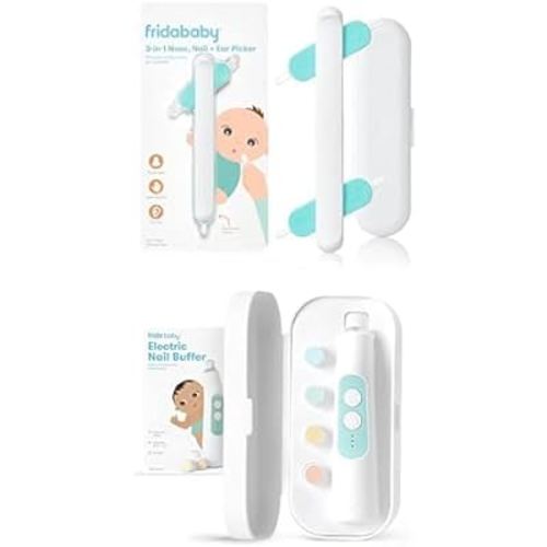 Frida Baby Grooming Bundle | 3-in-1 Nose, Ear Picker + Electric Nail Buffer: Clean Baby's Boogers, Ear Wax & Trim Nails Safely