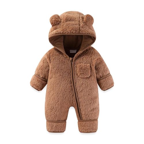 AiWMGL Combinaison grenouillère à capuche en polaire avec pieds rabattables pour nouveau-né
