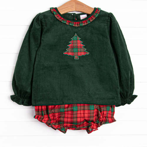 Tartan Trees Applique Diaper Set, Green – Stitchy Fish