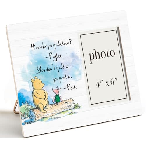 Pooh Bear Quote Picture Frame, Nursery Gifts for Kids Grandkids | How Do You Spell Love Pooh Bear Photo Frame for 4 x 6 Inch Photo
