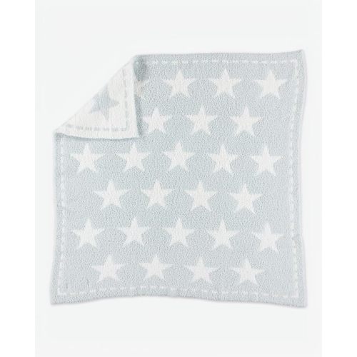 Barefoot Dreams® CozyChic® Dream Receiving Blanket, Aqua Ice-White Stars, 30"x30"