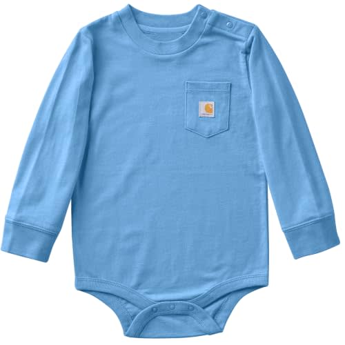 Carhartt Unisex Baby Long-Sleeve Bodysuit | Boys' & Girls' Long-Sleeve Bodysuit | 100% Cotton Jersey | Carhartt Chest Pocket | Tagless Neck Label