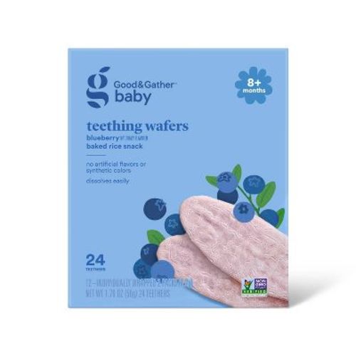 Blueberry Teething Wafers Baby Snacks - 1.76oz/12pk - Good & Gather™: Age Level 8 Months And Up, Ready To Eat