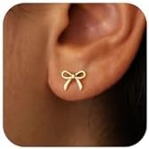 Easter Gifts for Kids Teen Girls - Gold Earrings for Women Girls Bow Earring Jewelry Huggie Hoop Stud Earrings Hypoallergenic CZ Pearl Drop Bow Earring Gifts for Girls Wedding Birthday Gifts