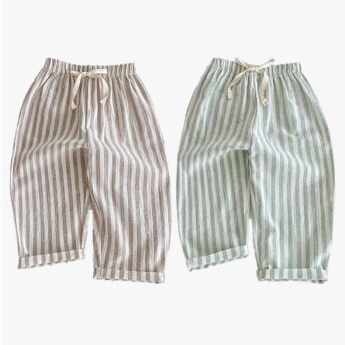 Ashmyova Classic Casual Pants for Boys Thin Cotton Stripe Elastics Waist Spring Summer Trousers Toddler Long Pants 2Pcs