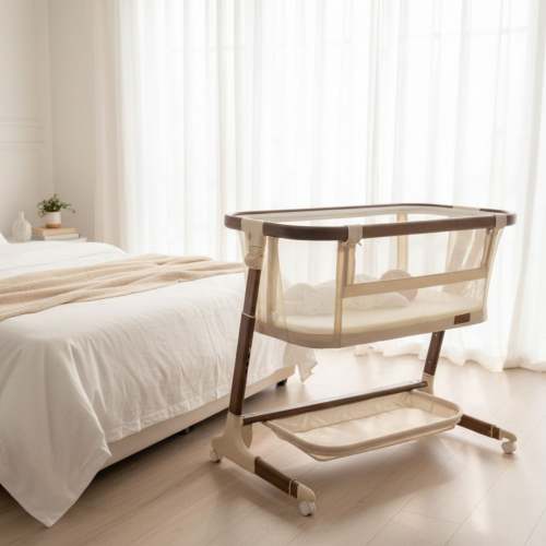 Dream Glider Bedside Sleeper – Auto Motion Bassinet | Wood Grain