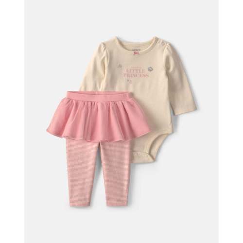 Baby Girl 2-Piece 'Daddy's Little Princess' Long-Sleeve Bodysuit & Tulle Pant Set - Pink/Cream | Carter's