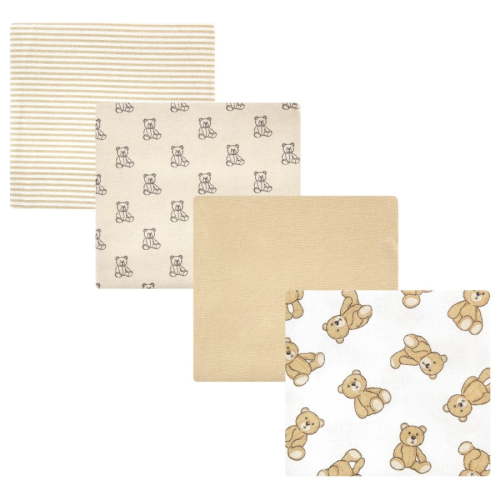 Hudson Baby Infant Boy Cotton Rich Flannel Receiving Blankets, Teddy Bears, One Size