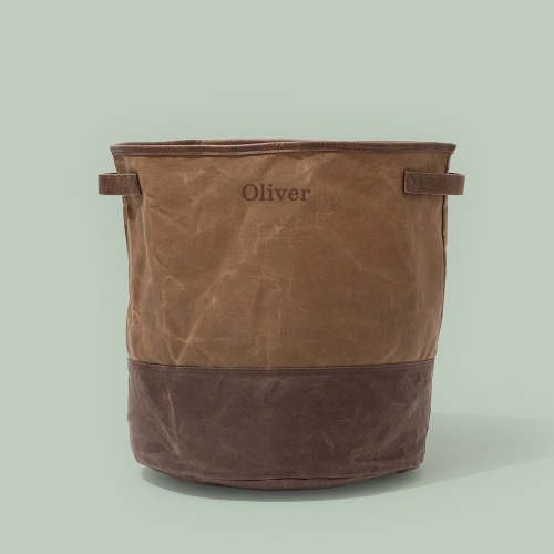 Monogrammed Kids Waxed Canvas Storage Basket | Marleylilly
