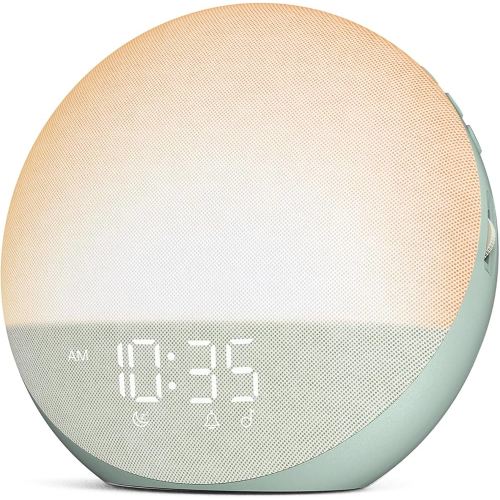 Sunrise Alarm Clock White Noise Machine: Natural Wake Up Light - Dimmable Clock with Bluetooth Speaker for Bedroom - 25 Sleep Sounds for Baby Adults Kids Sage Green