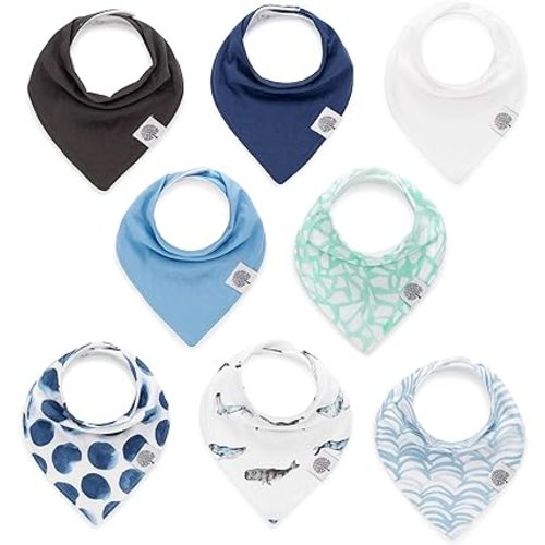 Parker Baby Bandana Drool Bibs 8 Pack Baby Bibs for Boys, Girls, Unisex - Soft & Stylish Teething Bibs for Babies