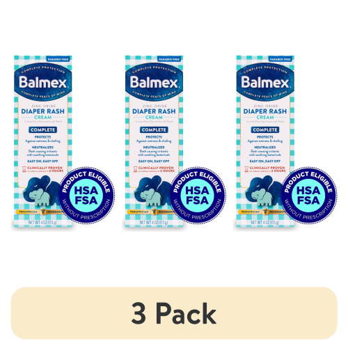 (3 pack) Balmex Complete Protection Baby Diaper Rash Cream with Zinc Oxide & Soothing Botanicals, 4 oz