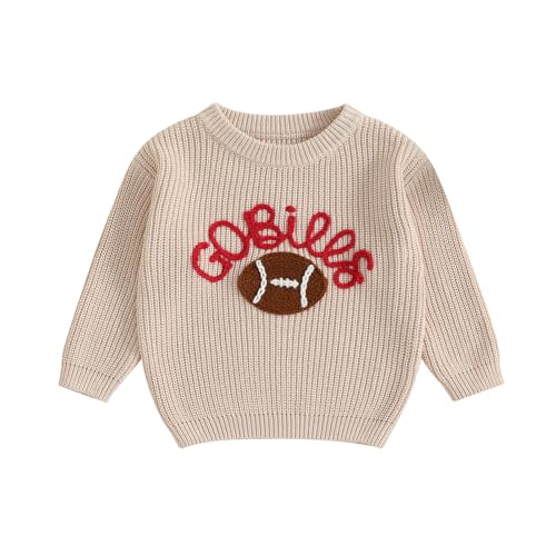 KMBANGI Baby Boy Girl Football Sweater Sports Pullover Game Day Sweatshirt | Newborn Toddler Baby Football Sweaters, Letters Embroidery, Game Day Warm Sweatshirt, Football Knitwear, Fall Winter Clothes
