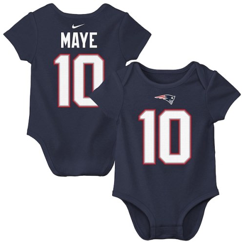 Drake Maye New England Patriots Nike Infant Name & Number Bodysuit - Navy