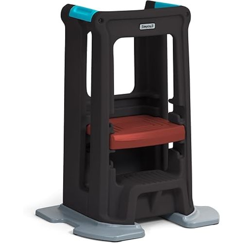 Simplay3 Toddler Tower Montessori Standing Kitchen Step Stool with Sturdy Stabilizing Base and Adjustable Platform, 20.5" D x 26" W x 34.5" H, Ages 18 Months to 5 Years, Espresso Brown