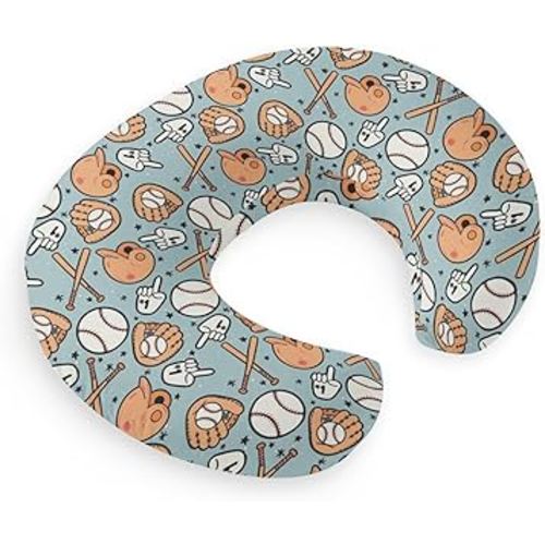 HawSkgFub Baseball American Sport Nursing Pillow Cover for Baby Boy, Blue Ballpark Game Season Glove Breastfeeding Pillow Slipcover, Nursing Pillowcase for Newborn Infant, Cover Only
