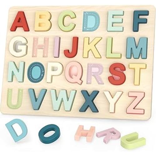 Alphabet Puzzles, ABC Preschool Learning Toys, Wooden Toys for Toddlers, Alphabet Shape Puzzles for Kids, Gift for Girls Boys