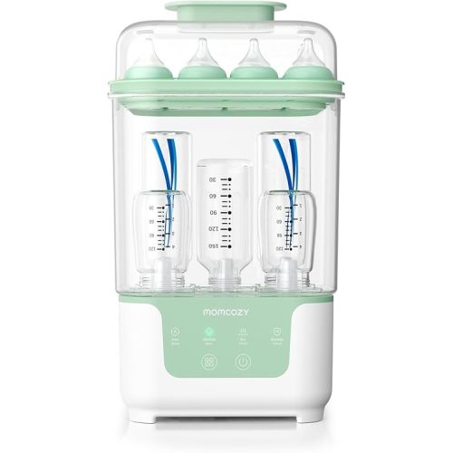 Momcozy Bottle Sterilizer and Dryer, Modular Nesting Space Saving Design, 6 Bottles Capacity, 4 in 1 Compact Sterilizer for Baby Bottles, Breast Pump Parts & Newborn Essentials, Drying Rack Included