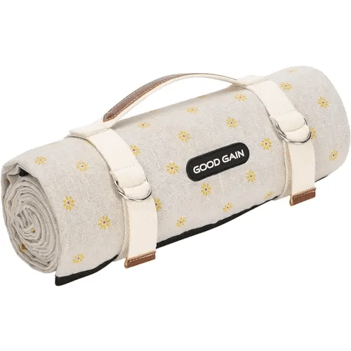 Picnic Outdoor Blankets Waterproof Large - Beach Mat Sand Free Foldable with Carry Strap | Portable Camping Blanket | Park Blanket for Grass Park, Hiking, Travel, Concerts, Indoor (Yellow Flower)