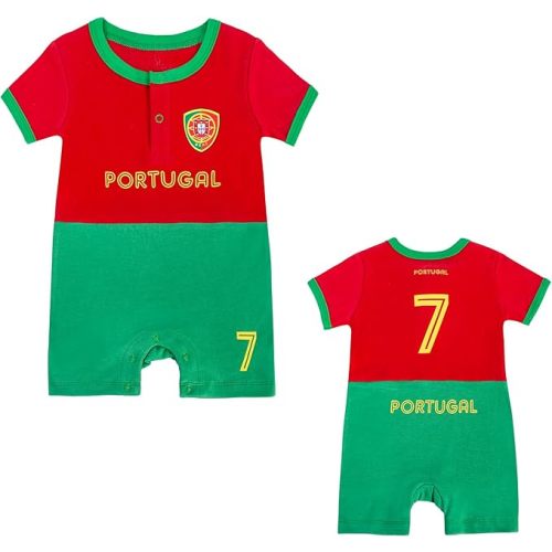 Baby Soccer Bodysuit - Short Sleeve Romper Outfit for Newborn & Toddler 0-24 Months