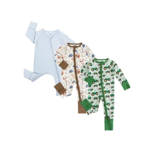 Bow Dream Bamboo Rayon Baby Boy Romper Footed Long Sleeve Footies Newborn Girl Clothes Footless with Zipper and Mitten Cuffs
