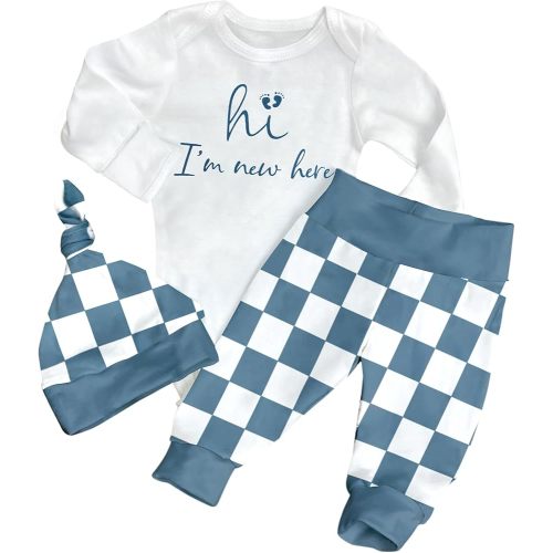 AGAPENG Baby Boy Clothes Newborn Boy Outfits Infant Letter Print Romper Long Pants Hat 3PCS Baby Boy's Clothing
