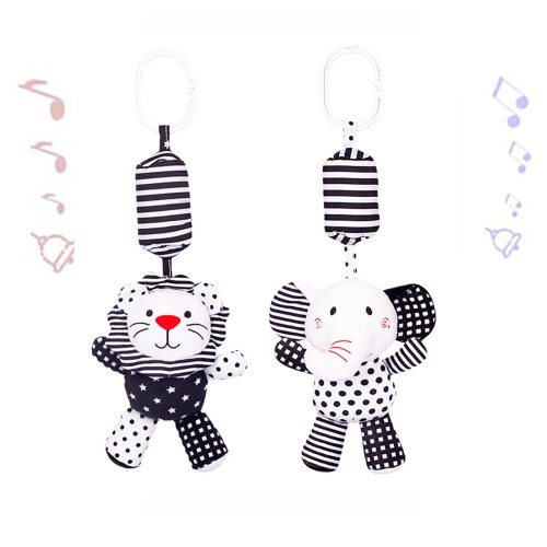 SHXERO 2Pcs Hanging Rattle Toys for Babies Hanging Baby Toy Car Seats Stroller Toys with Wind Chime for Newborn 0-36 Months Clip